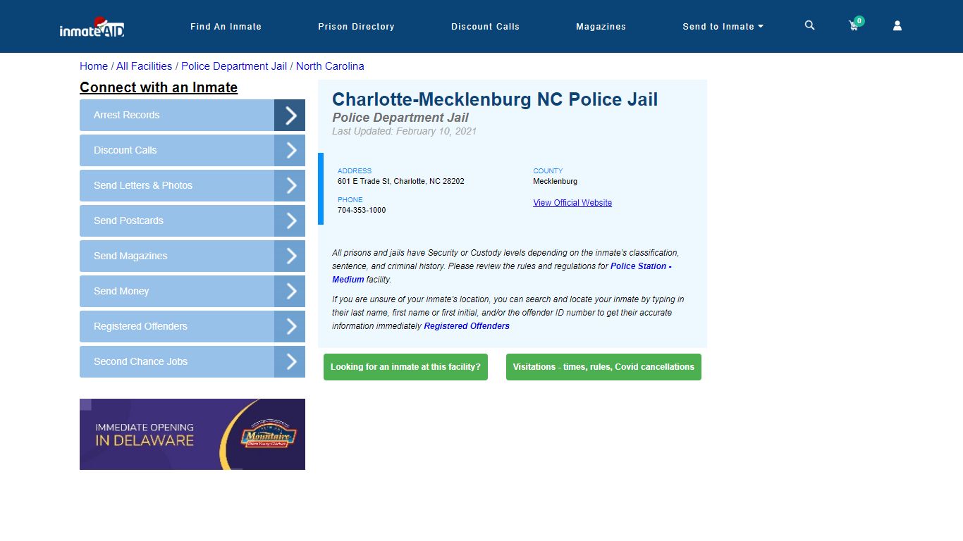 Charlotte-Mecklenburg NC Police Jail & Inmate Search - Charlotte, NC